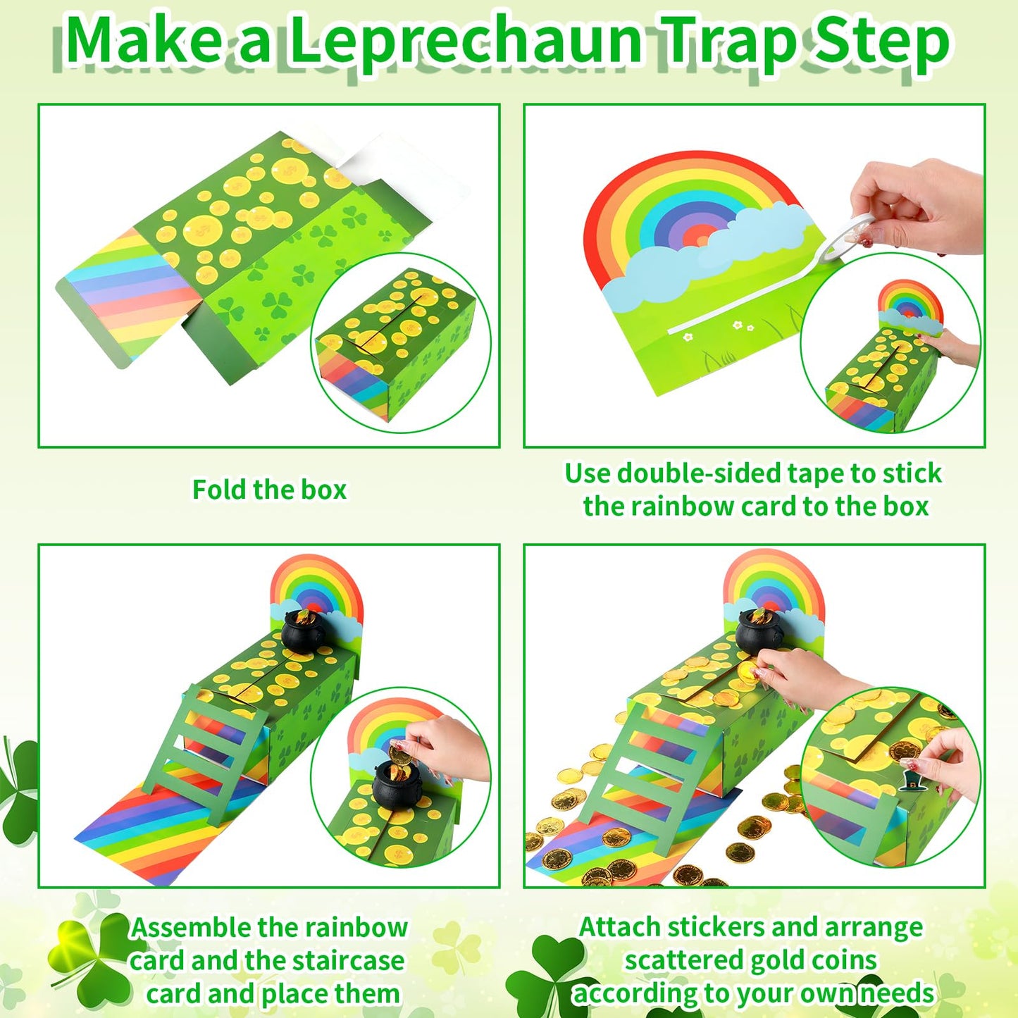 Halloscume 116pcs DIY Leprechaun Trap Kit St Patricks Day Decorations DIY to Catch a Leprechaun Trap Craft Set Rainbow Irish Th