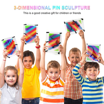 Hsxfl Classic 3D Pin Art Board Toy Sculpture - 8In X 6In Large Size 3D Pin Art Toys For Kids Boys Girls, Sensory Toys Birthday Gifts Fidget Toys (Multicolor)