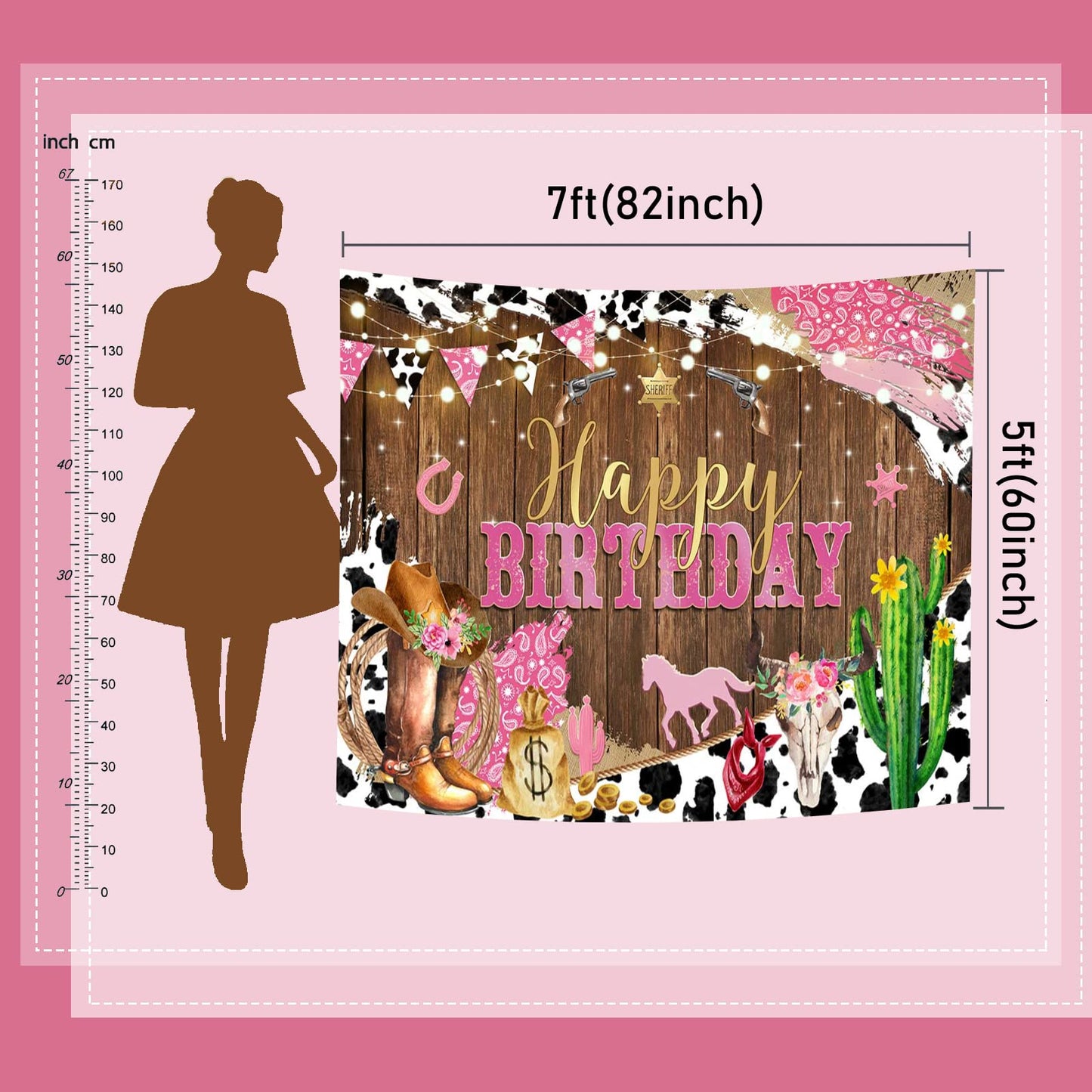 Mocsicka Western Cowgirl Birthday Backdrop Happy Birthday For Girl Party Decorations Banner Rustic West Rodeo Boot Country Birth
