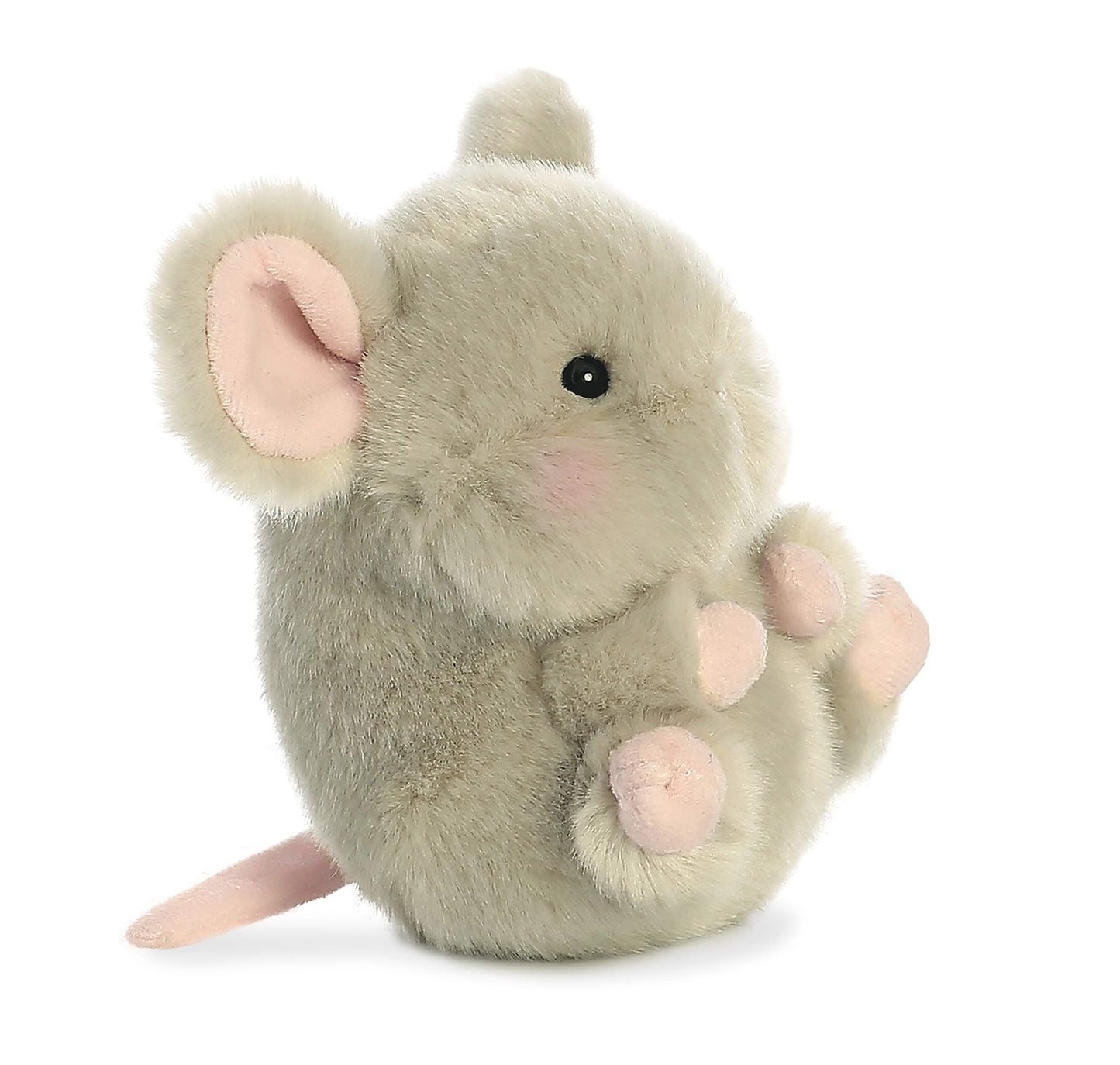 Aurora® Round Rolly Pet™ Frisk Mouse™ Stuffed Animal - Adorable Companions - On-The-Go Fun - Gray 5 Inches