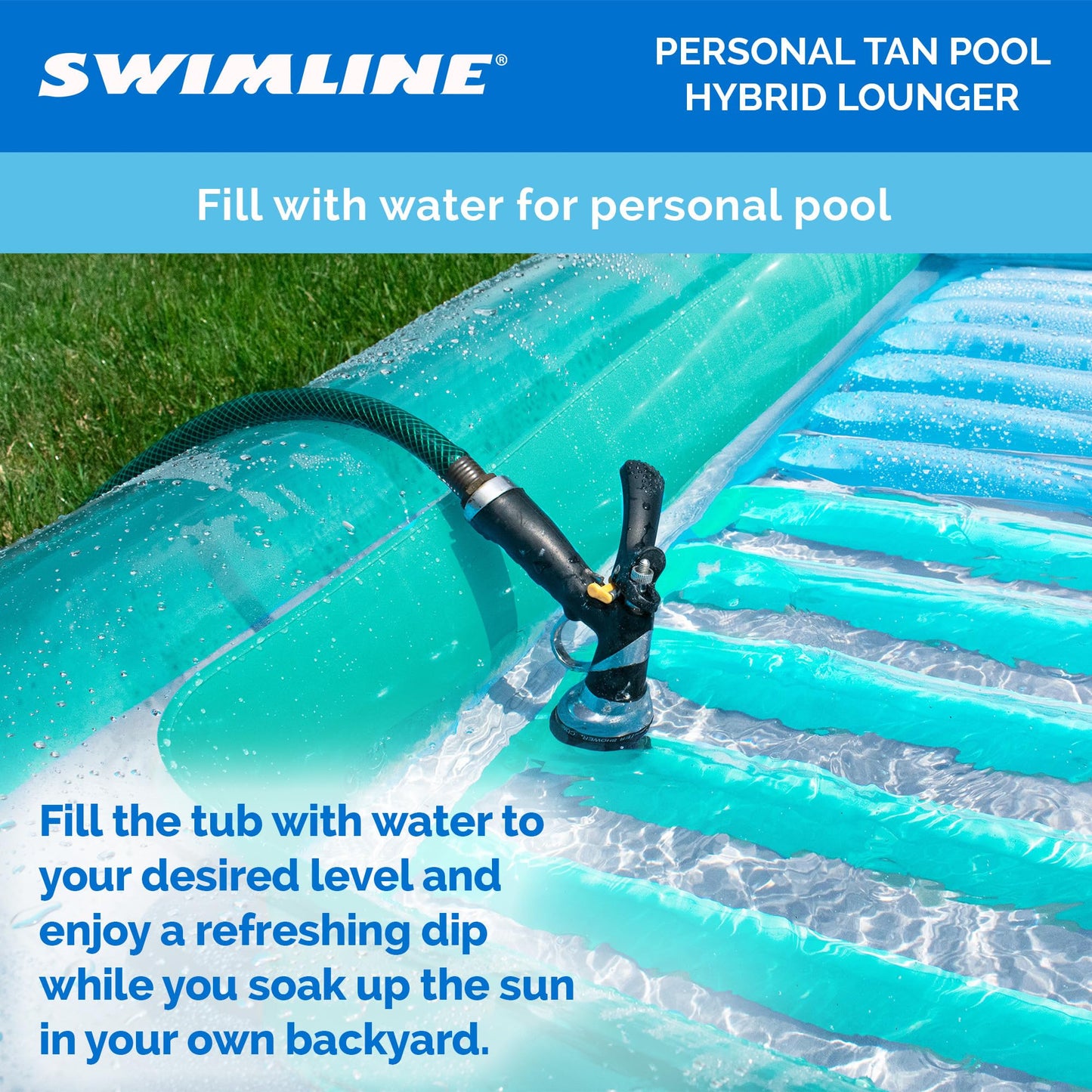 Swimline Original Suntan Tub Mint W/ Adjustable Shade Inflatable Tanning Float Floating Lounge | Personal Tan Pool Hybrid Lounge