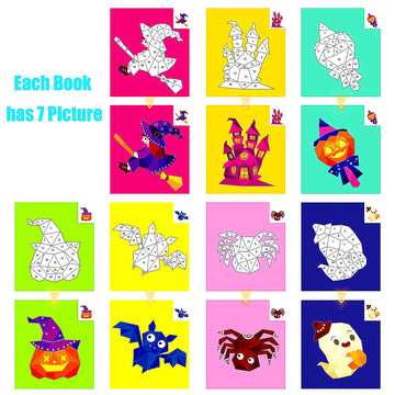 Halloween Sticker Book For Kids Ages 3-5,4-8 Boys Girls Stickers Paint Number Puzzles Activity Book For Kids Crafts Plane Car Travel Toys Halloween Party Favors Gift (Halloween)