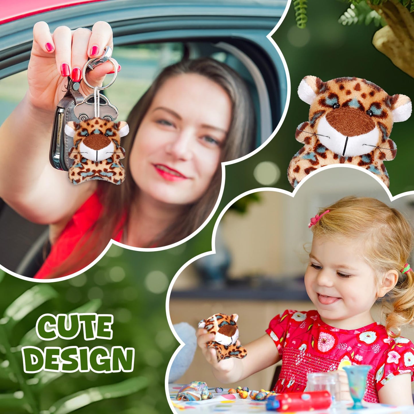 Shappy 50 Pcs Mini Animal Plush Toys Small Stuffed Animals Bulk Cute Tiny Plushies Keychains For Gift Party Carnival Prize(Leopa