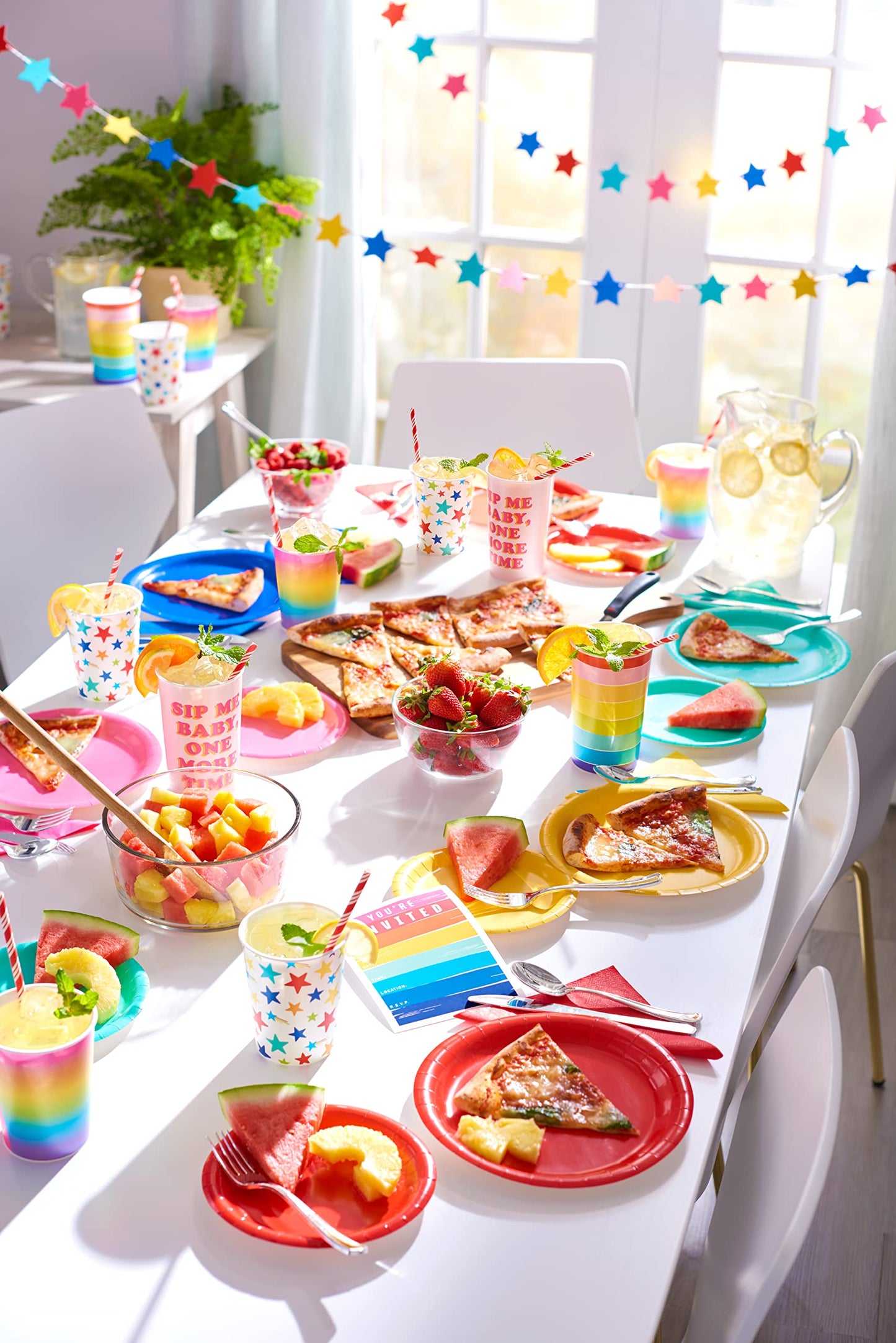 American Greetings Rainbow Party Supplies For Graduation, Birthdays And All Occasions, Multicolor Paper Dinner Plates (50-Count)