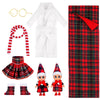 8 Pcs Christmas Elf Clothes Outfits Accessories Include Mini Doll Sleeping Bag Bathrobe Skirt Glasses Boots Red And White Striped Scarf For Christmas Stocking Stuffers Decorations
