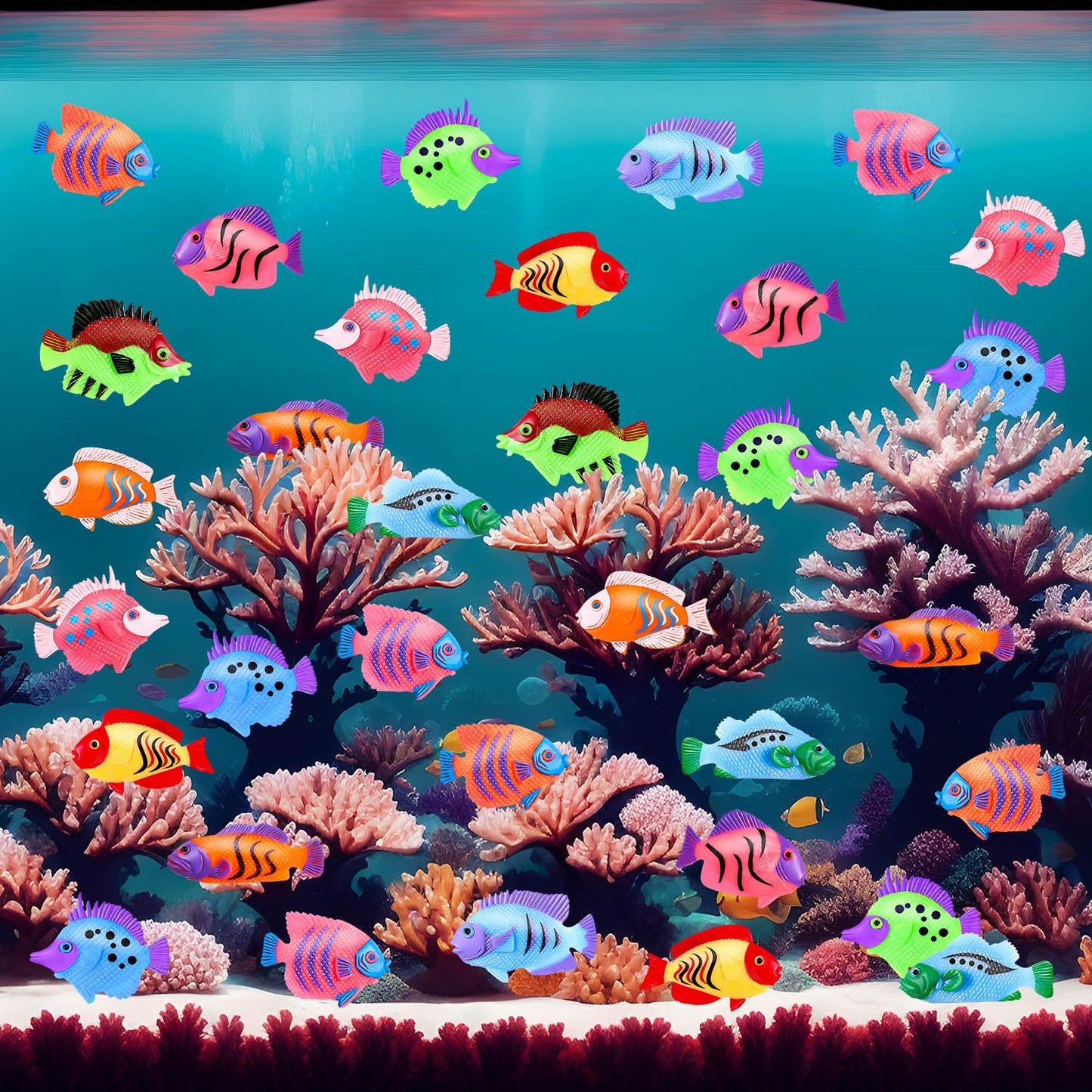 Lhsyfbz 72Pcs Plastic Fish Toys, Tropical Fish, Mini Plastic Fish, Toy Fish Set For Children'S Party Supplies And Decoration