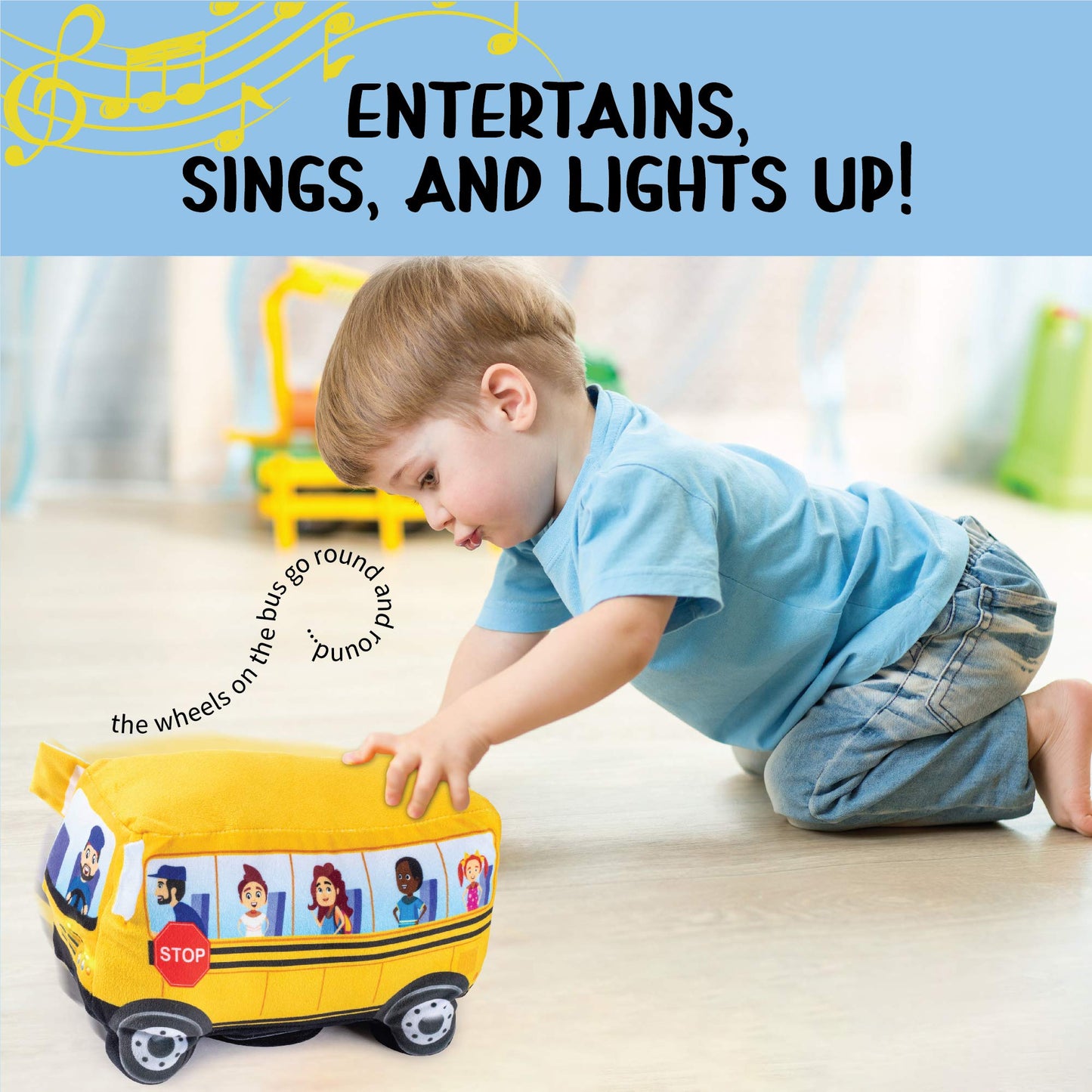 Wheels On The Bus Plush | Stuffed School Bus | Wheelie School | Animated Singing School Bus | Plush Bus | Stuffed School Bus Toy | School Bus Stuffed Toy | Mouth Moves And Sings Wheels On The Bus