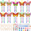 JellyArch 30 Pack Butterfly Wind Chime Making Kit for Kids Make Your Own Wind Chime Butterfly Wooden Crafts Ornaments for Girls