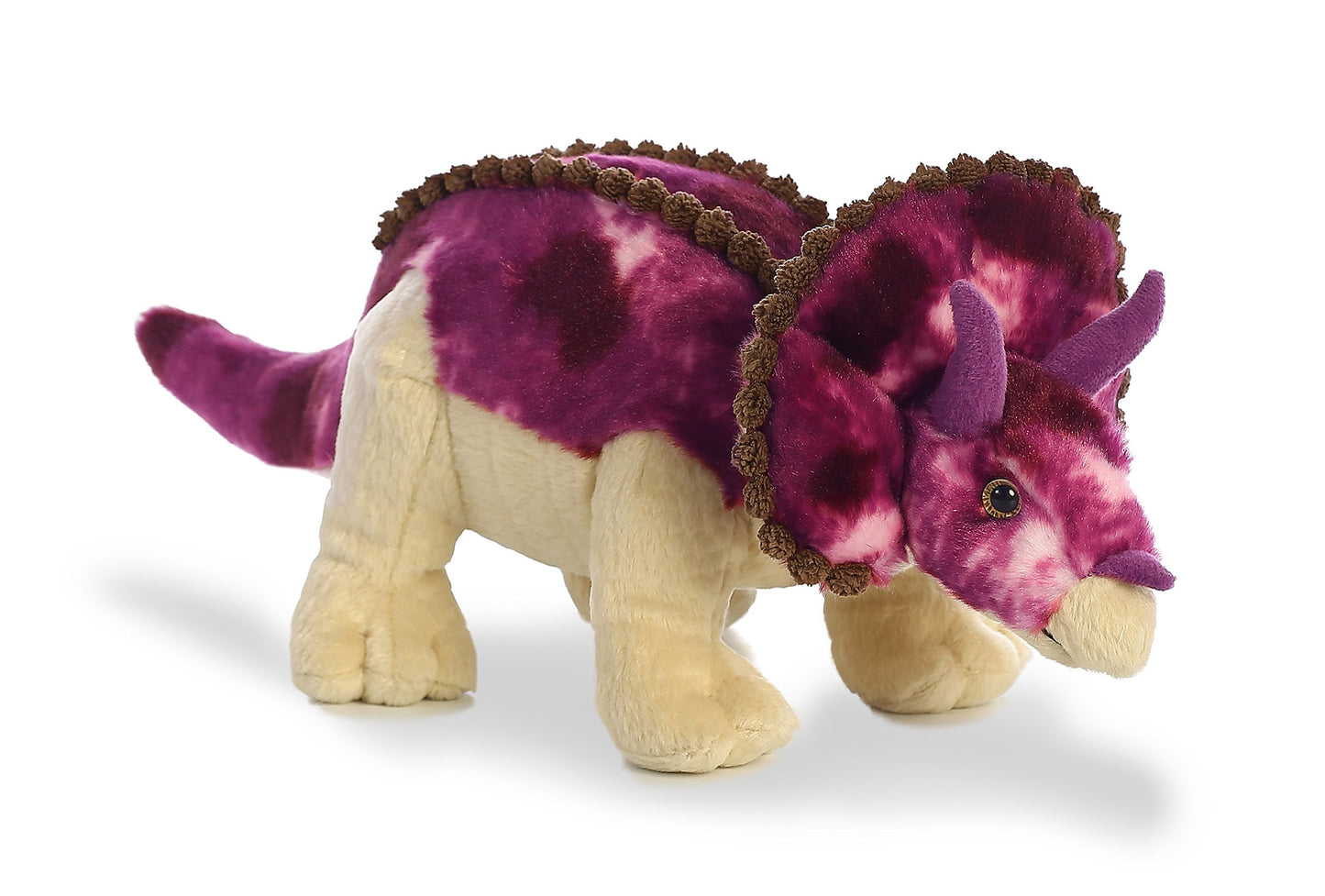 Aurora® Ferocious Dinos & Dragons Triceratops Stuffed Animal - Prehistoric Fun - Cuddly Companions - Purple 14 Inches