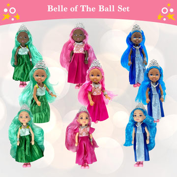 Little Dolls Set With Mini Princess Dolls For Girls - Princess Toy Dolls For Dollhouse -Small Doll Mini Princess Figures With Ti
