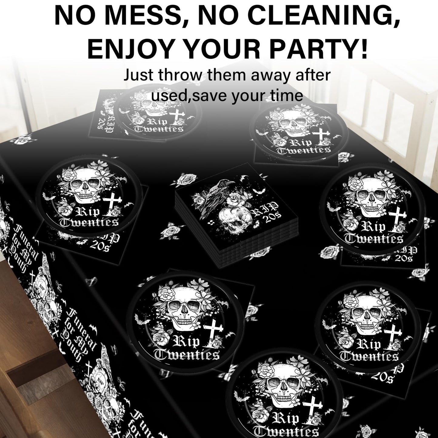 Death To My 20S Decorations Serve 24 Rip To My 20S Birthday Paper Plates Napkins Set 30Th Birthday Disposable Tablecloth Death T