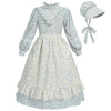 Fccam Prairie Colonial Dress Girls Long Sleeve Pioneer Dress Costume Floral Pioneer Girl Laura Ingalls Wilder Green Xl