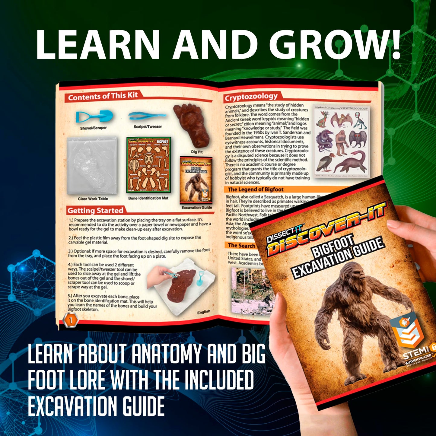 Top Secret Toys Dissect-It Discover-It Bigfoot Dig Kids Science Kit, Gel Dissection Kit for Kids to Learn Anatomy, STEM Toys for