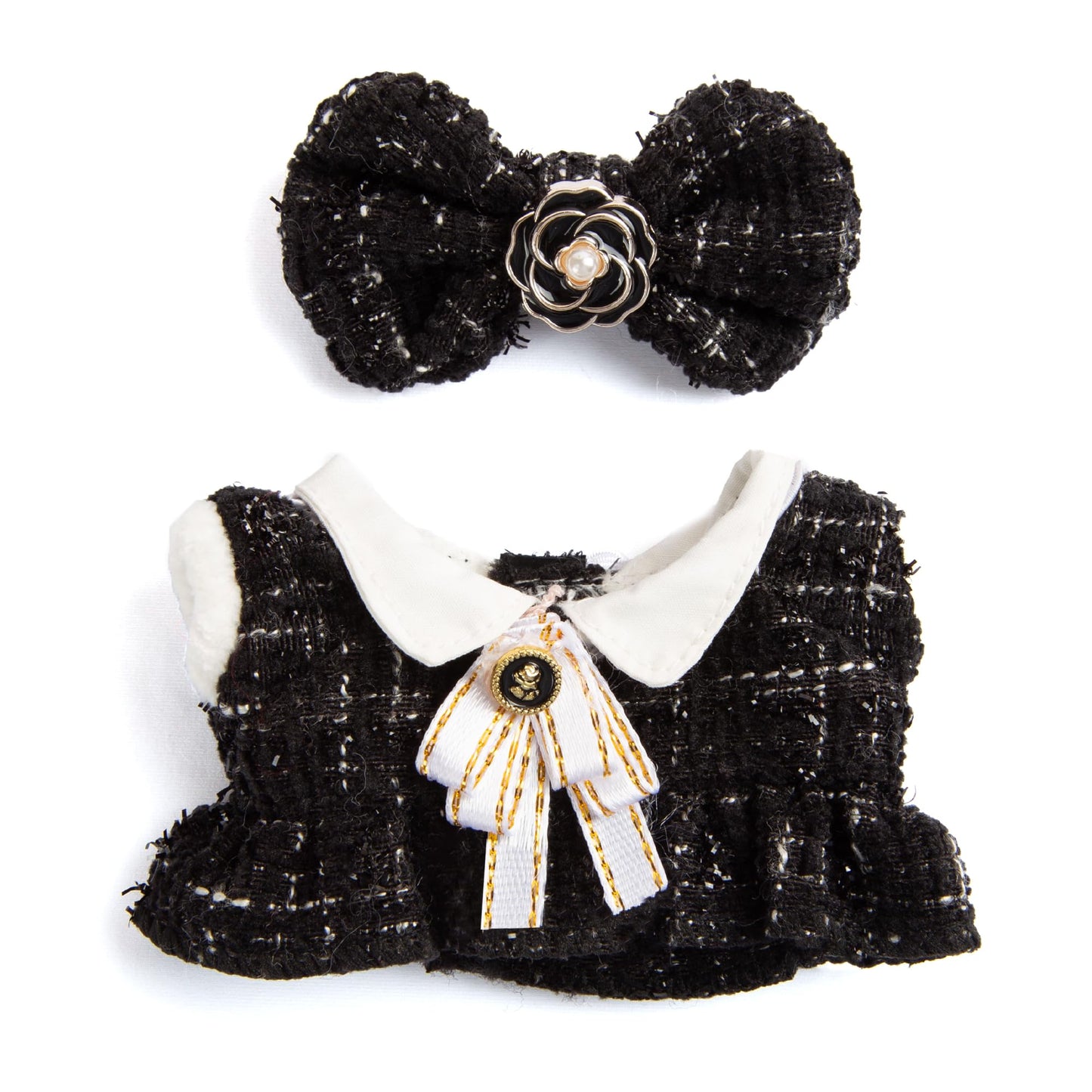 enhanced Doll Clothes - elegant Chic Style Set for 17cm Dolls Doll Outfit for Display Collectors Gift - Cute Miniature Fashion Accessories - Black Camellia (No Doll)