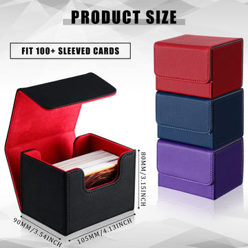 Vicenpal 10 Pieces Leather Deck Game Card Box Magnetic Card Game Box Case For 100 Plus Playing Cards, Card Storage Box Compatibl