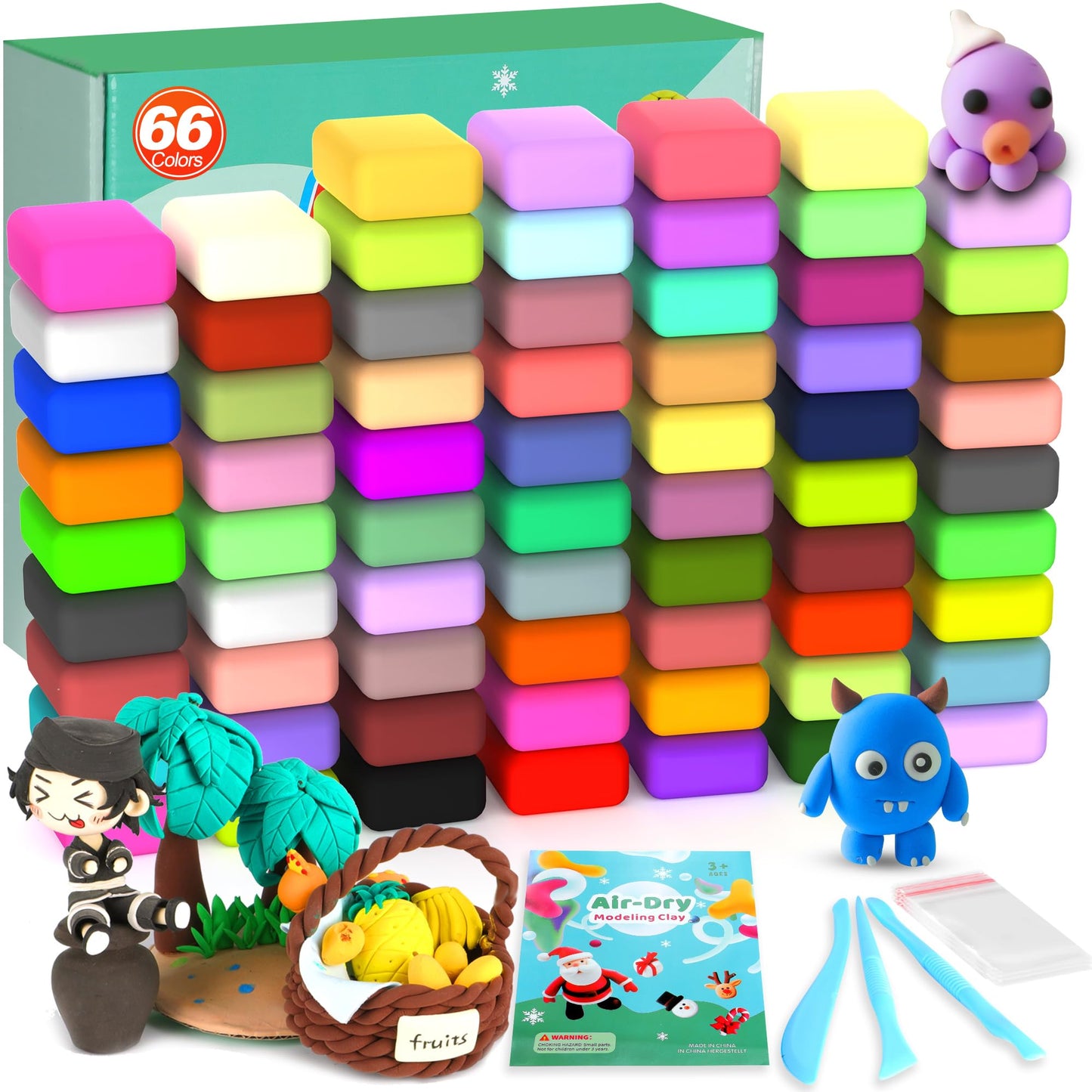Artpar Air Dry Clay 66 Colors, Modeling Clay For Kids, Model Magic Clay, Diy Molding Clay Kit With Sculpting Tools, Soft & Ultra