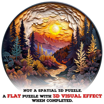 Wooden Puzzles for mature-themeds - Unique Shaped Wooden Jigsaw Puzzles mature-themed Puzzles Christmas Creative Gifts for mature-themeds Kids 3D Sunset Forest Wooden Puzzle 8.5 * 8.5in 100pcs