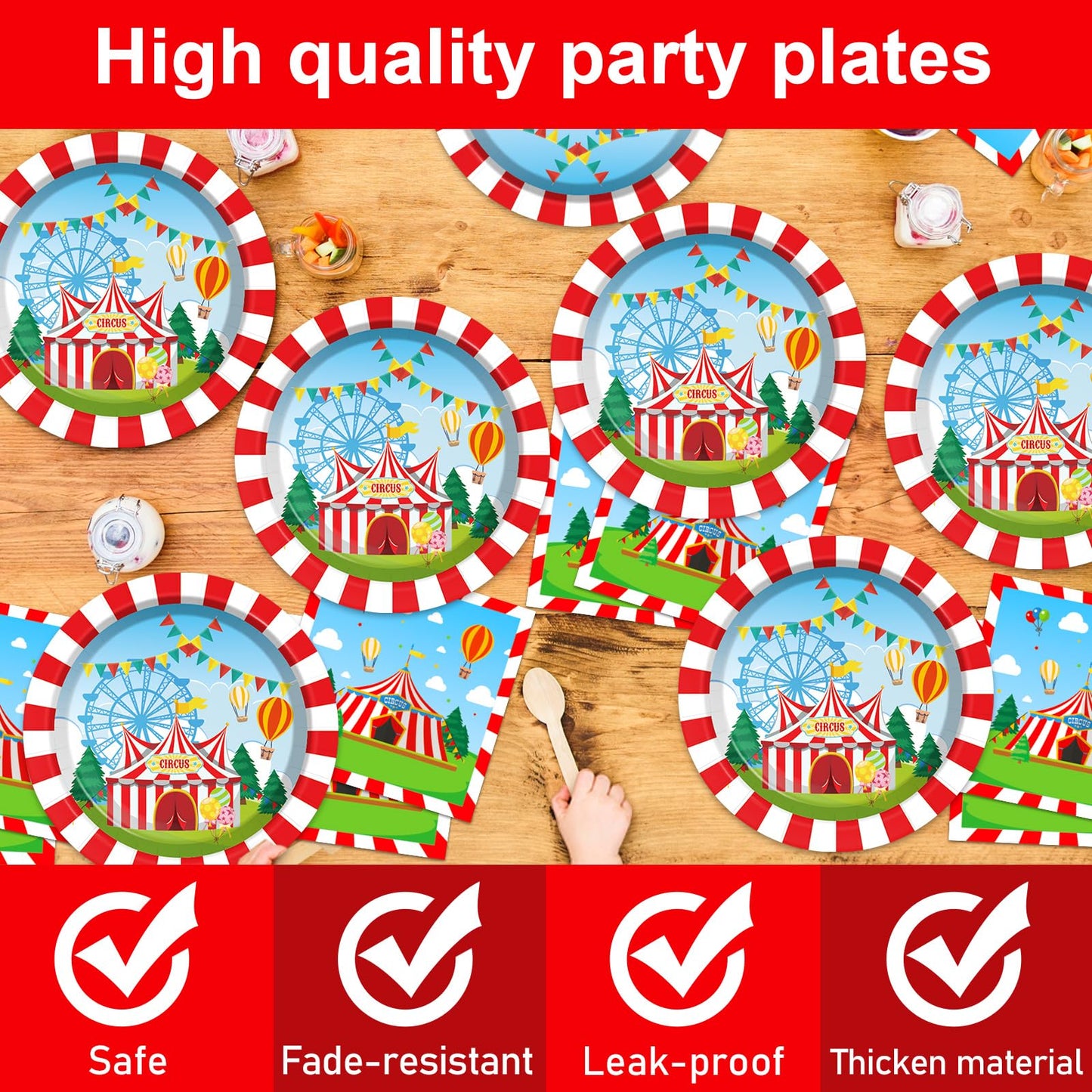 Circus Theme Paper Plates And Napkins Circus Party Decorations Tableware Set Carnival Circus Theme Dinner Plates Circus Party Tablecloths For Kids Circus Birthday Party Decor Supplies