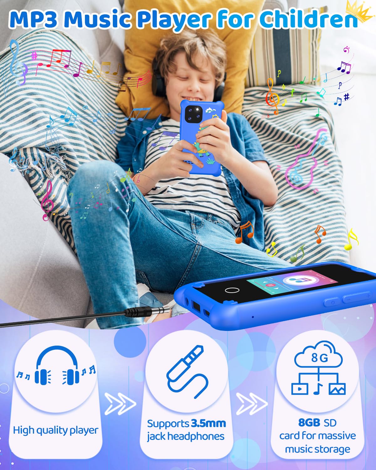 BESTOONE Upgrade Kids Phone Toys for 3 4 5 6 Year Old Girls and Boys, Toddler Emulated Touchscreen Smartphone with No Calls, No