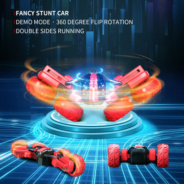 Remote Control Car for 6-12 Years Old Boys Girls Birthdays Present Gift, Hobby RC Car Stunt with LED Light Electric 4WD 2.4Ghz D
