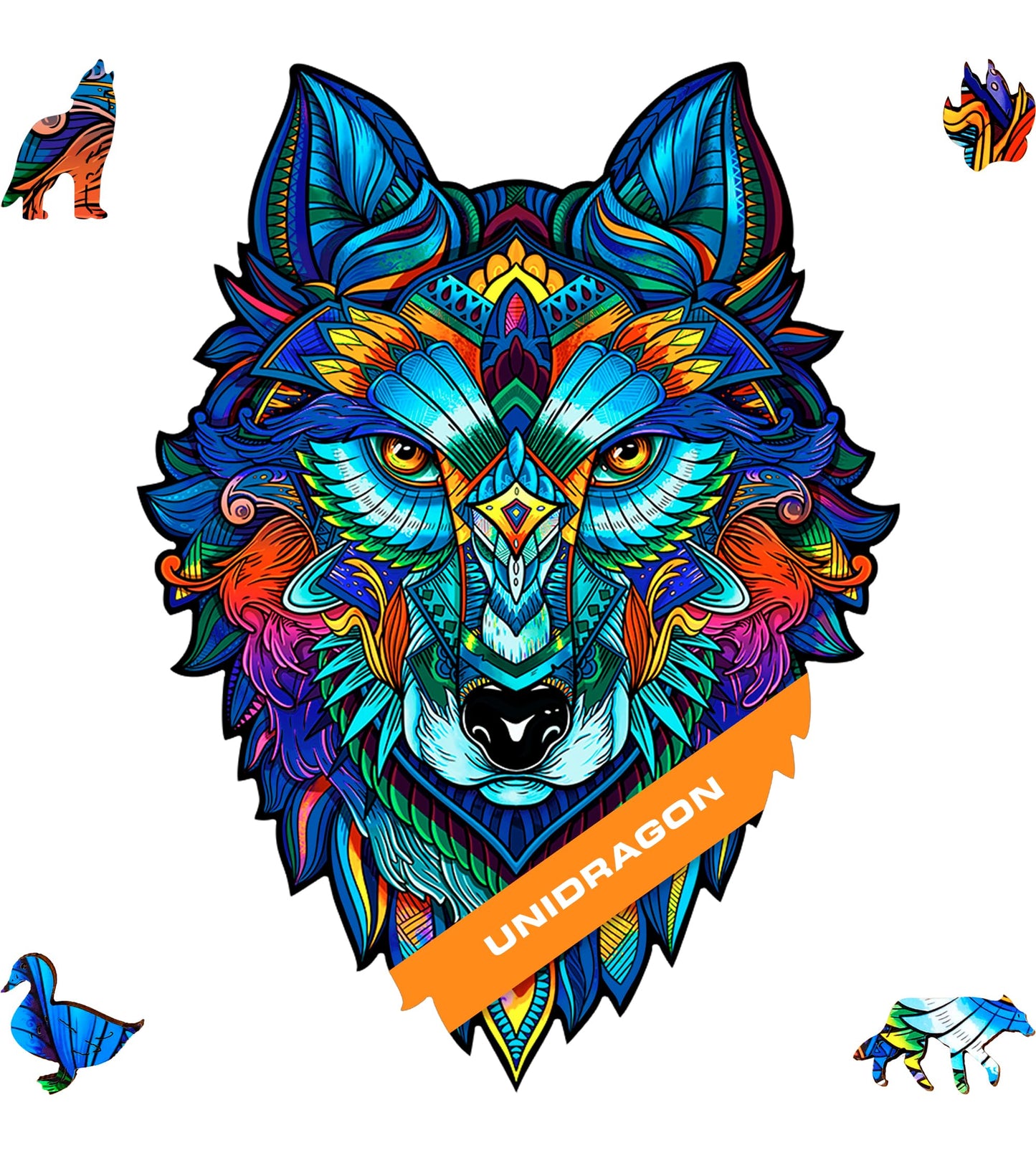 Unidragon Wooden Puzzles For Adults Unique Jigsaw Puzzles - Small Majestic Wolf Small 6.7' ?9.5 99 Pcs Deko With Cut 0.03 Mm Wood Accuracy Animal