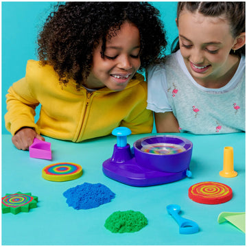Kinetic Sand, Swirl N Surprise Playset with 2lbs of Play Sand, Including Red, Blue, Green, Yellow and 4 Tools, Sensory Toys for