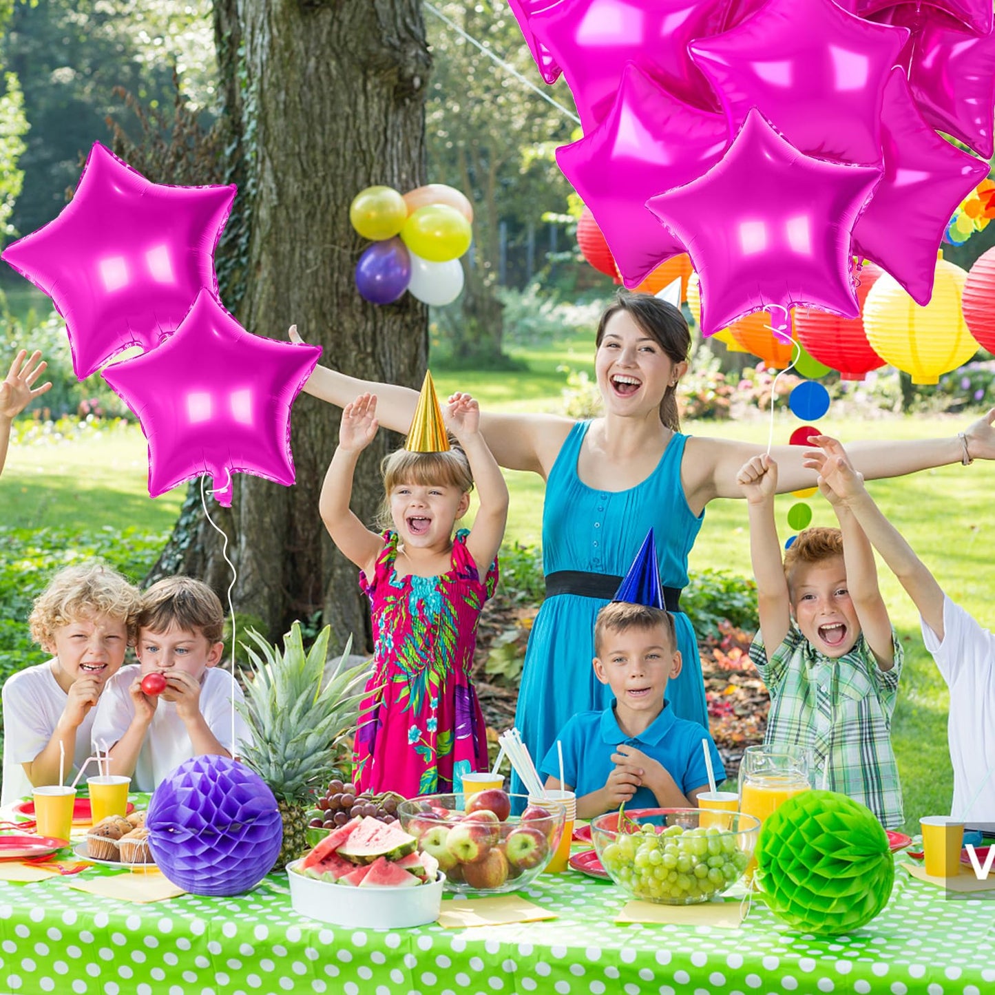 18 Inch Hot Pink Star Balloons, 10 Pcs Hot Pink Star Shape Foil Balloon Helium Balloons, Big Mylar Star Balloons For Wedding, Ba