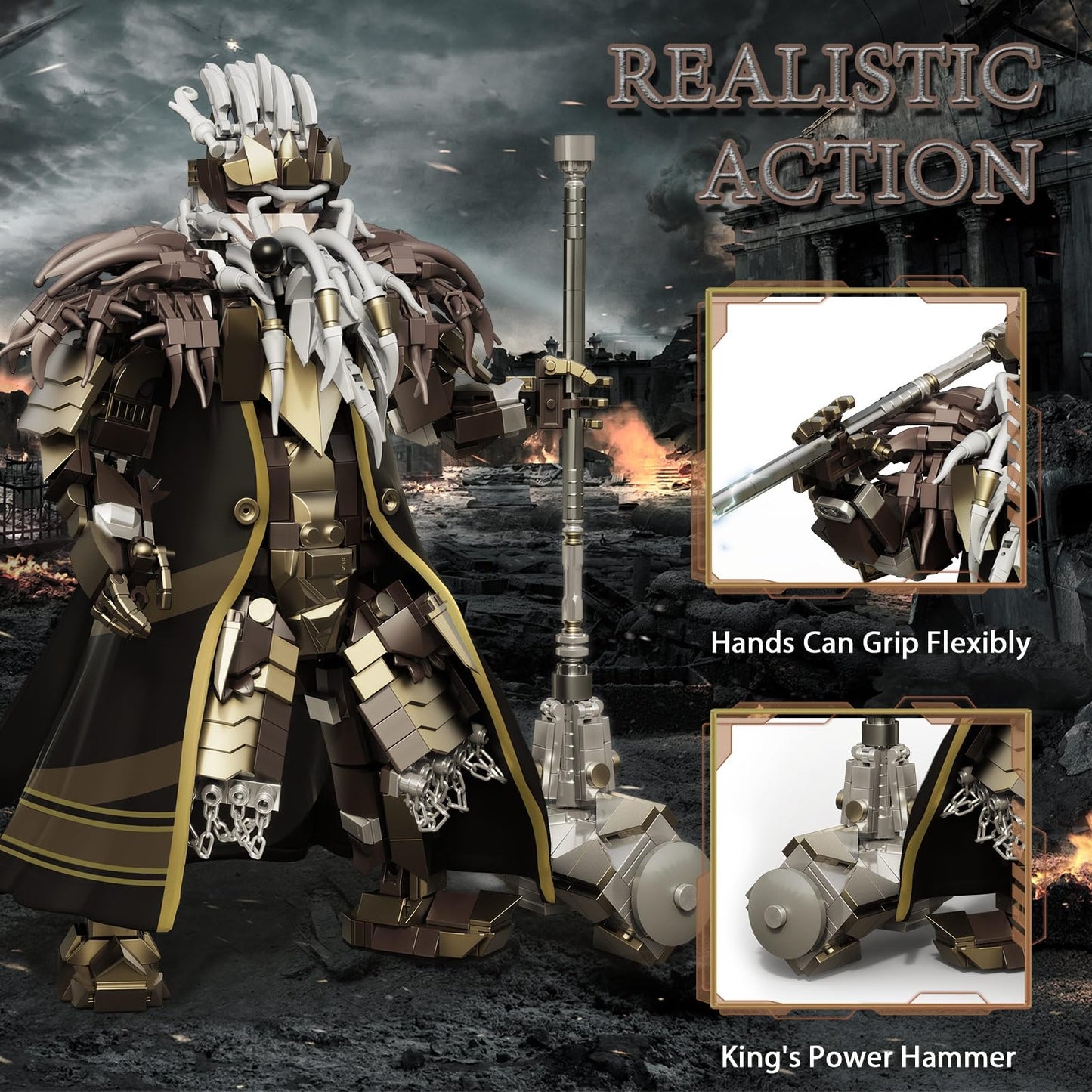 HIGH GODO Dwarf King Mech Building Blocks Set for mature-themeds Robot Model Building Kit with Hammer 1238 Pieces Creative Collectible Gift for Teens 14+