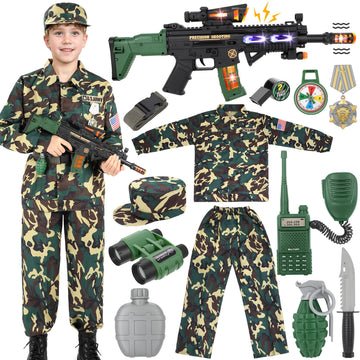 Giftinbox Kids Army Costume For Boys Military Soldier Costume With Army Toys,Dress Up Boys Costume Halloween Costumes For Kids Boys 5-7…