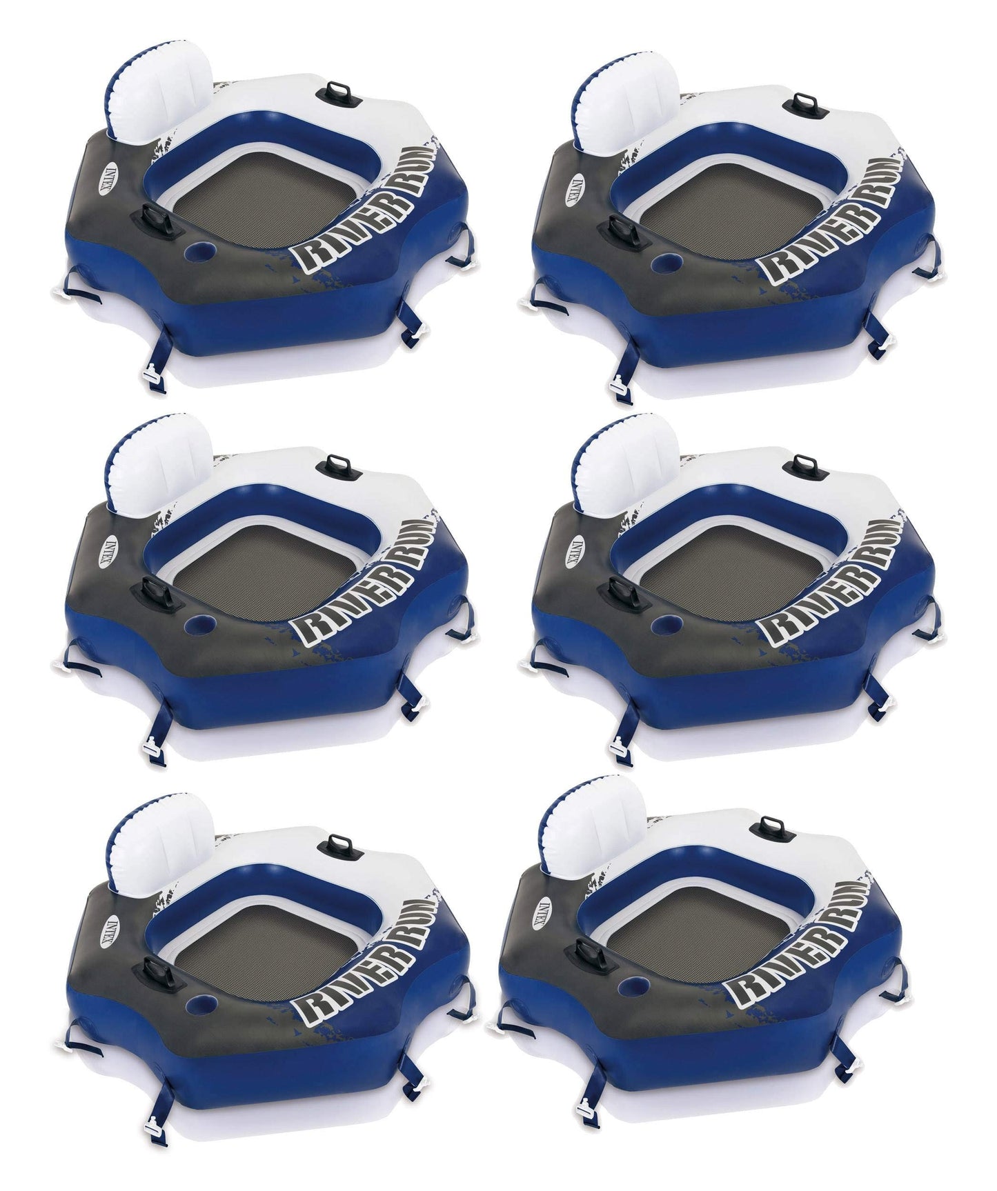 Intex River Run 1 Person Inflatable Tube Raft Float For Lake, Pool, & River, 6 Pack