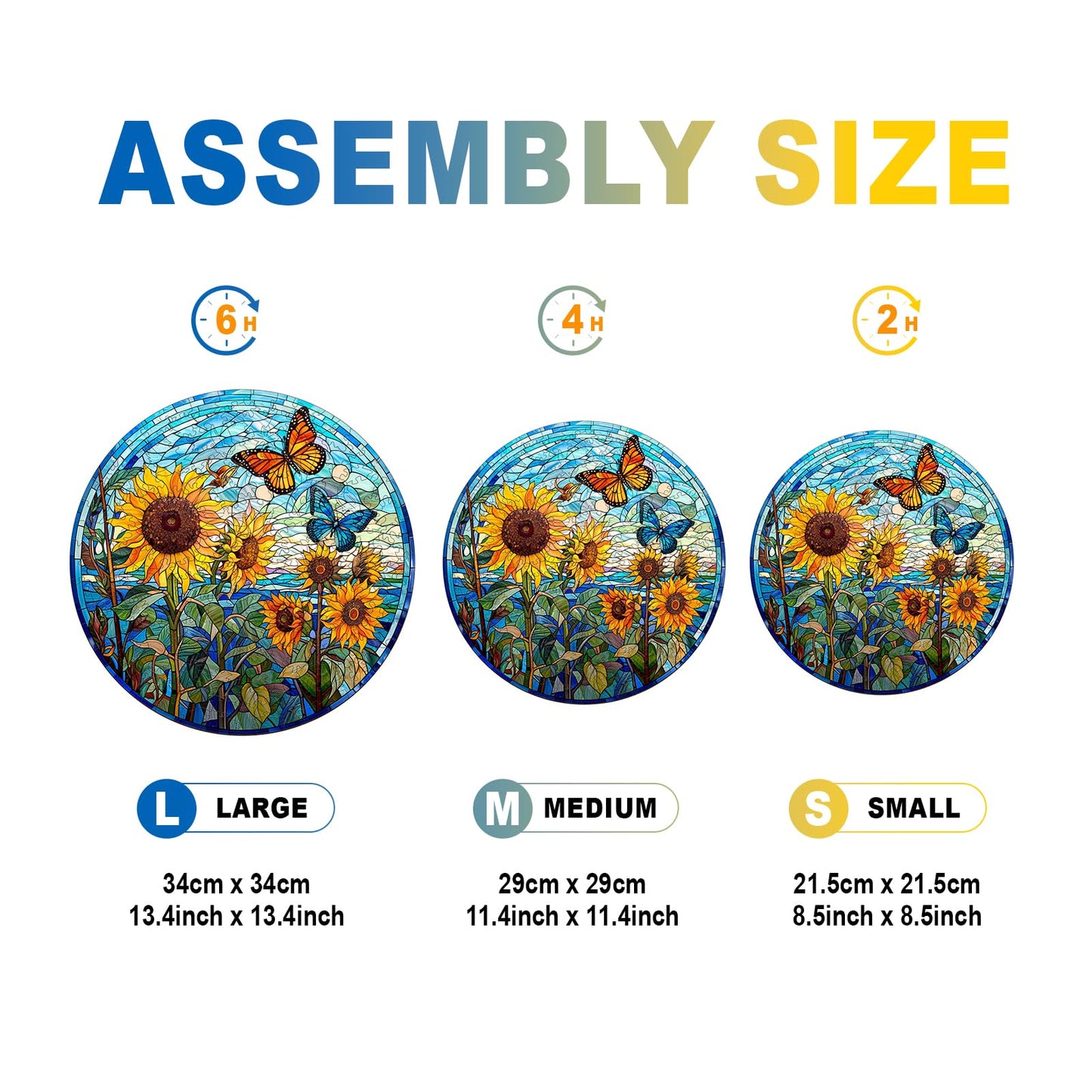 Wooden Puzzles For Adults - Unique Shaped Wooden Puzzles For Adults And Kids - Stained Glass Sunflower Wooden Jigsaw Puzzles - C