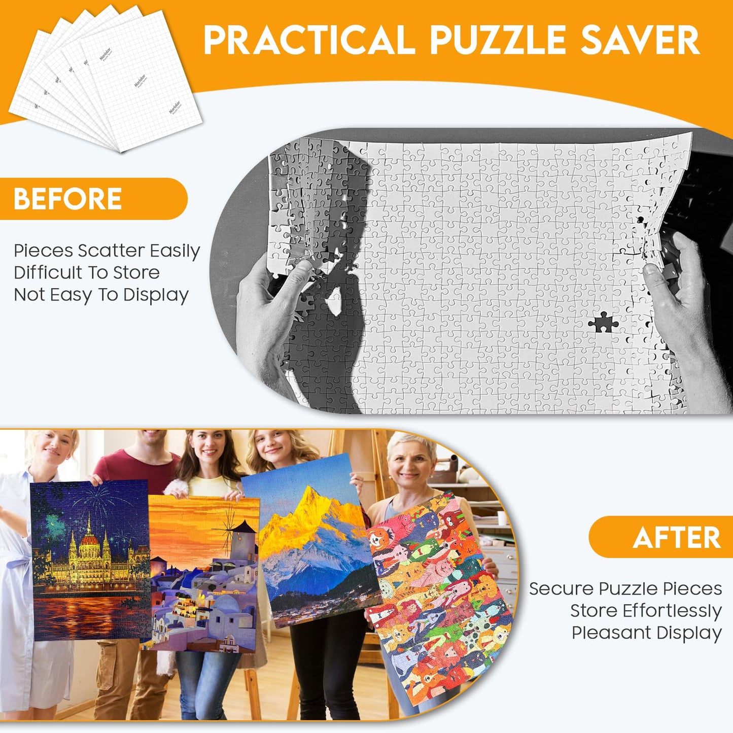 Nariolar Puzzle Glue Sheets, 32 Puzzle Saver Sheets Preserves 4 1000 Pieces Jigsaw Puzzle, Puzzle Saver For Easy Preservation I
