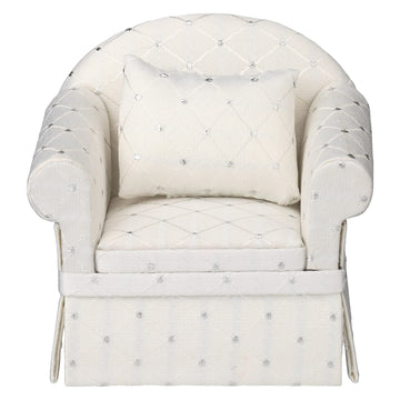 Dollhouse Sofa Armchair Upholstered, Miniature Living Room Furniture Chair, Fabric, Accessories For 6 Inch Dolls, 1/12 Scale