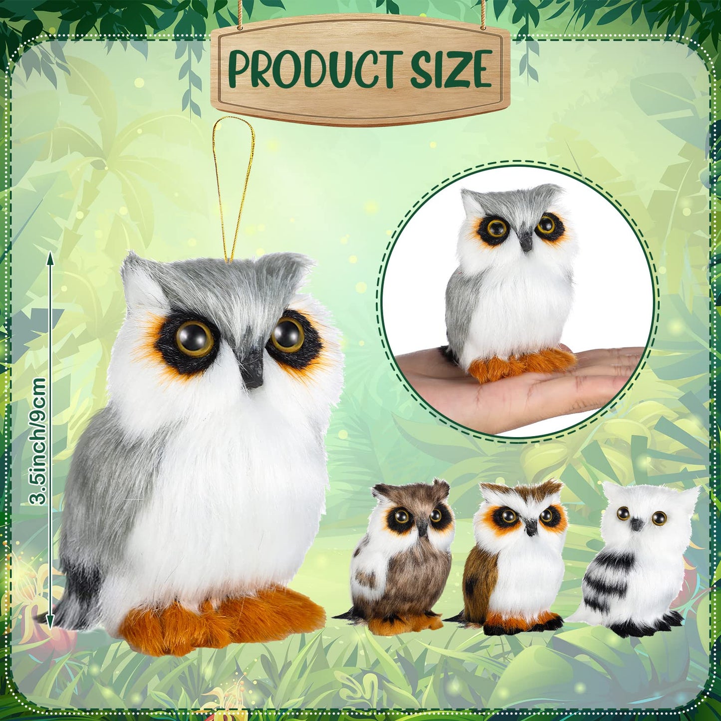 Hydren 8 Pieces Valentines Day Gifts Mini Stuffed Owl Plush Toy 3.2 Inch Soft Owl Stuffed Animal Gray Snowy Owl Plush White Owl