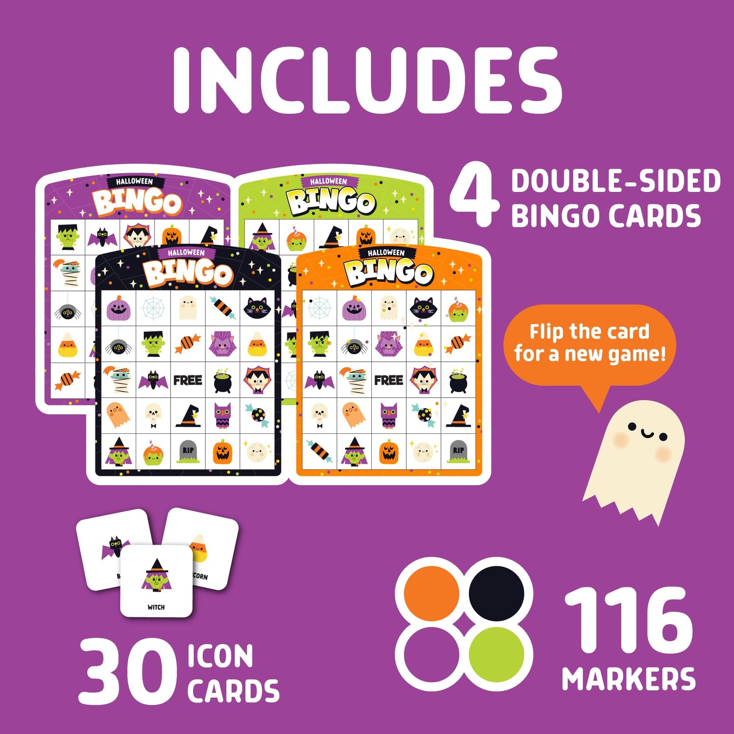 Chuckle & Roar Halloween Family Bingo Game - Fun, Engaging, Spooky Activity for Family Gatherings and Halloween Parties