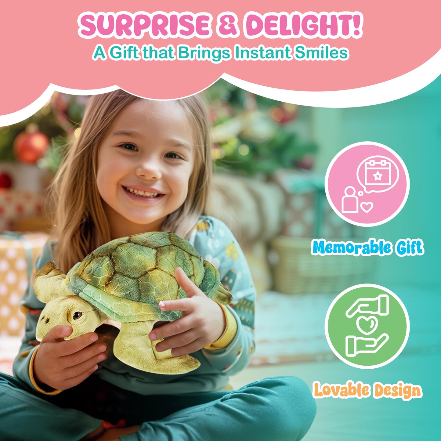 Forest & Twelfth 12'' Stuffed Sea Turtle Plush, Heirloom Collection Stuffed Animal, Premium Materials, Best Gift For Kids Age 3+
