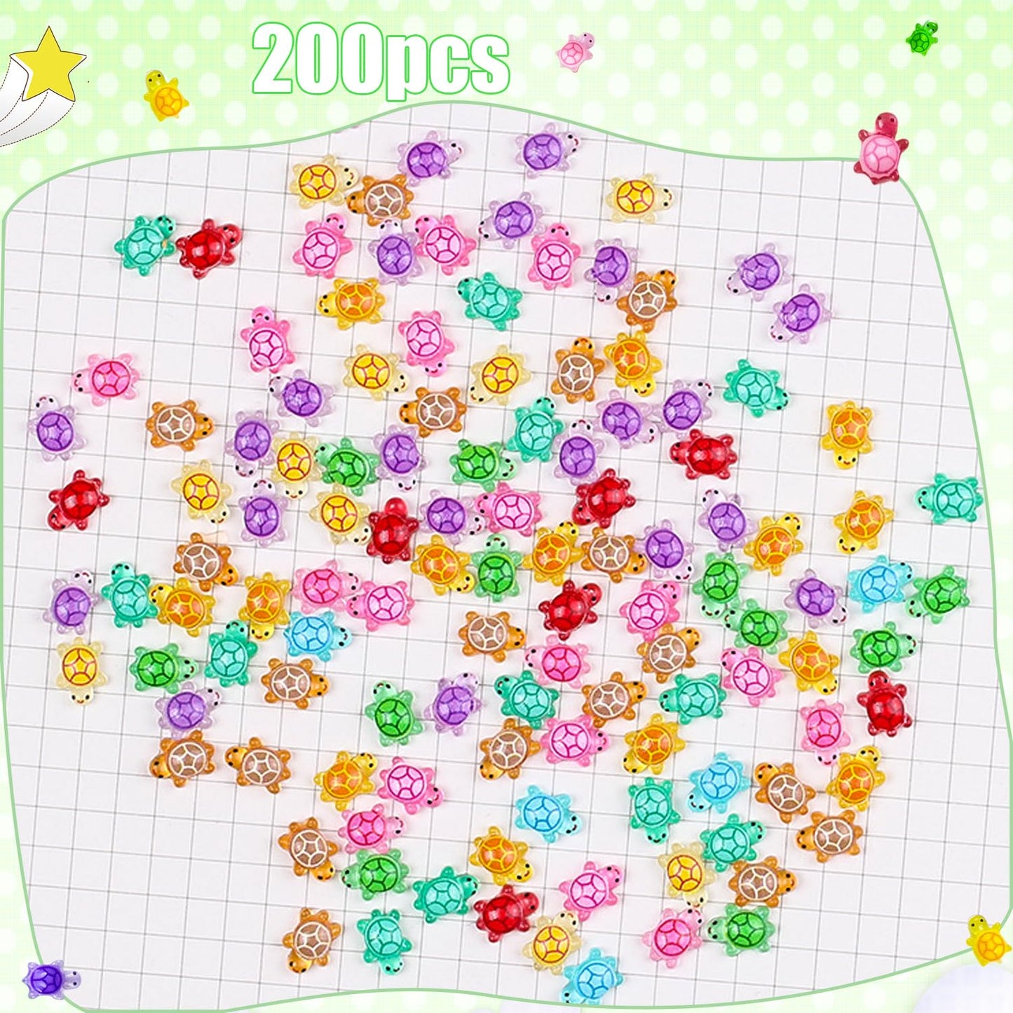 200Pcs Mini Turtle Decor For Dollhouse Resin Tiny Turtles For Crafts Micro Miniature Turtle For Fairy Garden Dollhouse Micro Lan