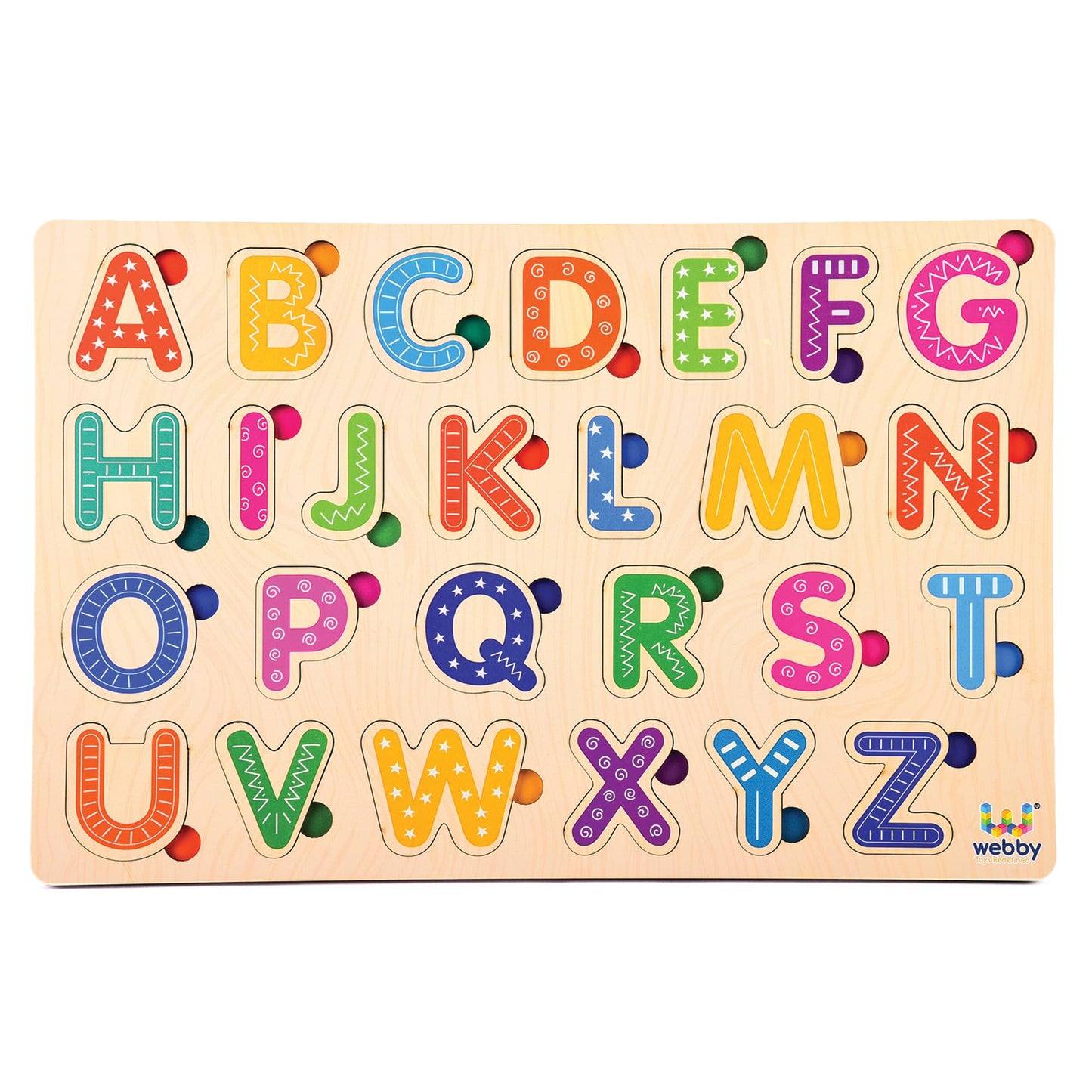 Webby Wooden Alphabets Montessori Educational Pre-School Puzzle Toy For 2+ Years Kid