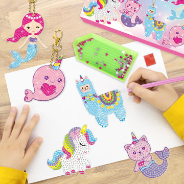 BANBBUR Arts and Crafts for Kids Ages 8-12,5 PCS Double Sided Diamond Art Keychains,5D Gem Art for Kids Ages gem Art Kits for Ki