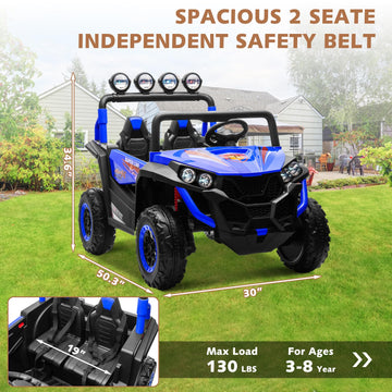 ALINUX 24V 4WD Ride on Car for Kids, 2 Seater Electric Cars Vehicles for Kids 3-8 Years with Remote Control, Bright LED Light, B
