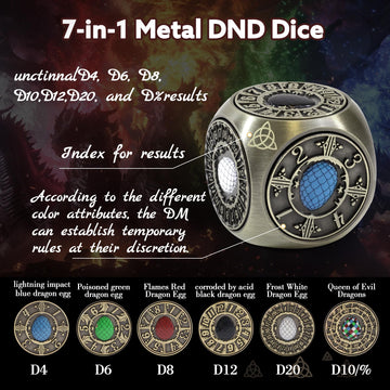 G00D4U Metal Dnd Spinner Dice Set, 7 In 1 D&D Dice Spinner With Unique Dragons Egg Relief For Dungeons And Dragons Gifts, Fantas