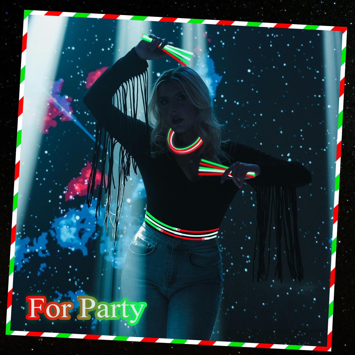 ILHSTY 150 Pcs 8 Green Red White Glow Sticks Glow Necklaces In The Dark Party Favors Supplies Bright GlowSticks Bulk with Acce