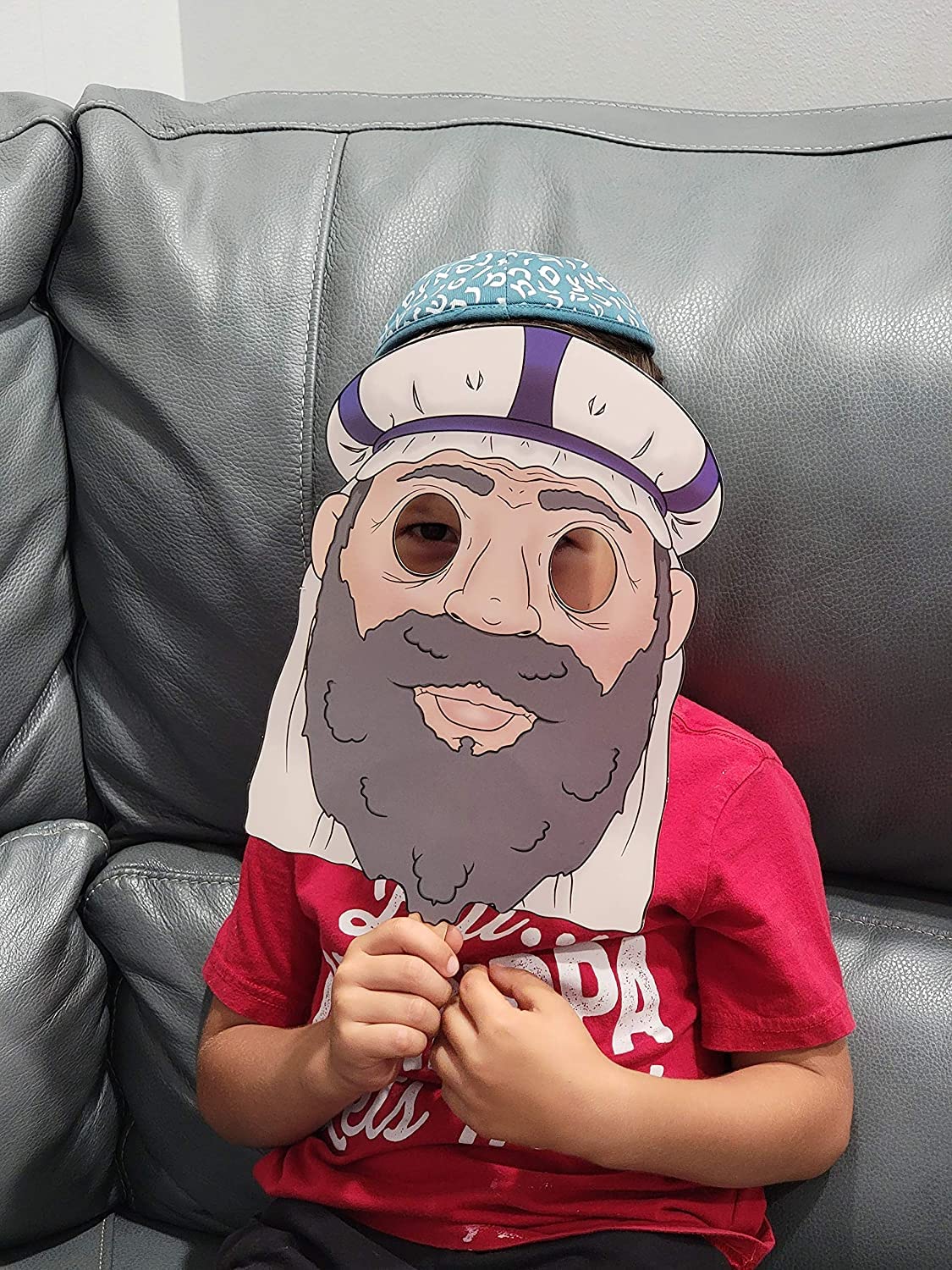 The Dreidel Company Passover Character Masks, Laminated Pesach Stick Puppets For Seder, 7 Masks Per Set (2 Sets)