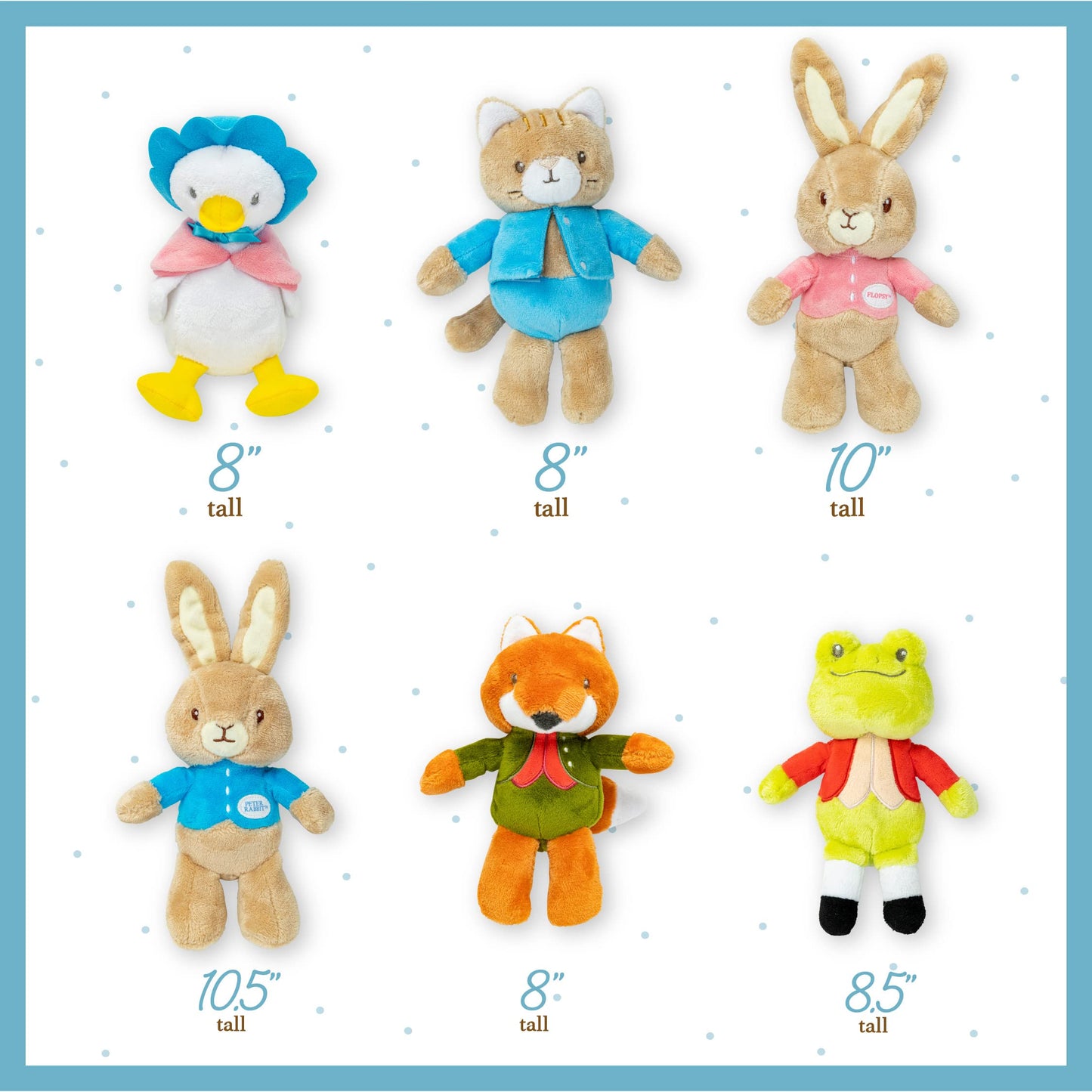 KIDS PREFERRED Peter Rabbit 6 Piece Plush Toy Gift Set, 9 Inch Stuffed Animals for Infants and Kids, Soft Plush Material