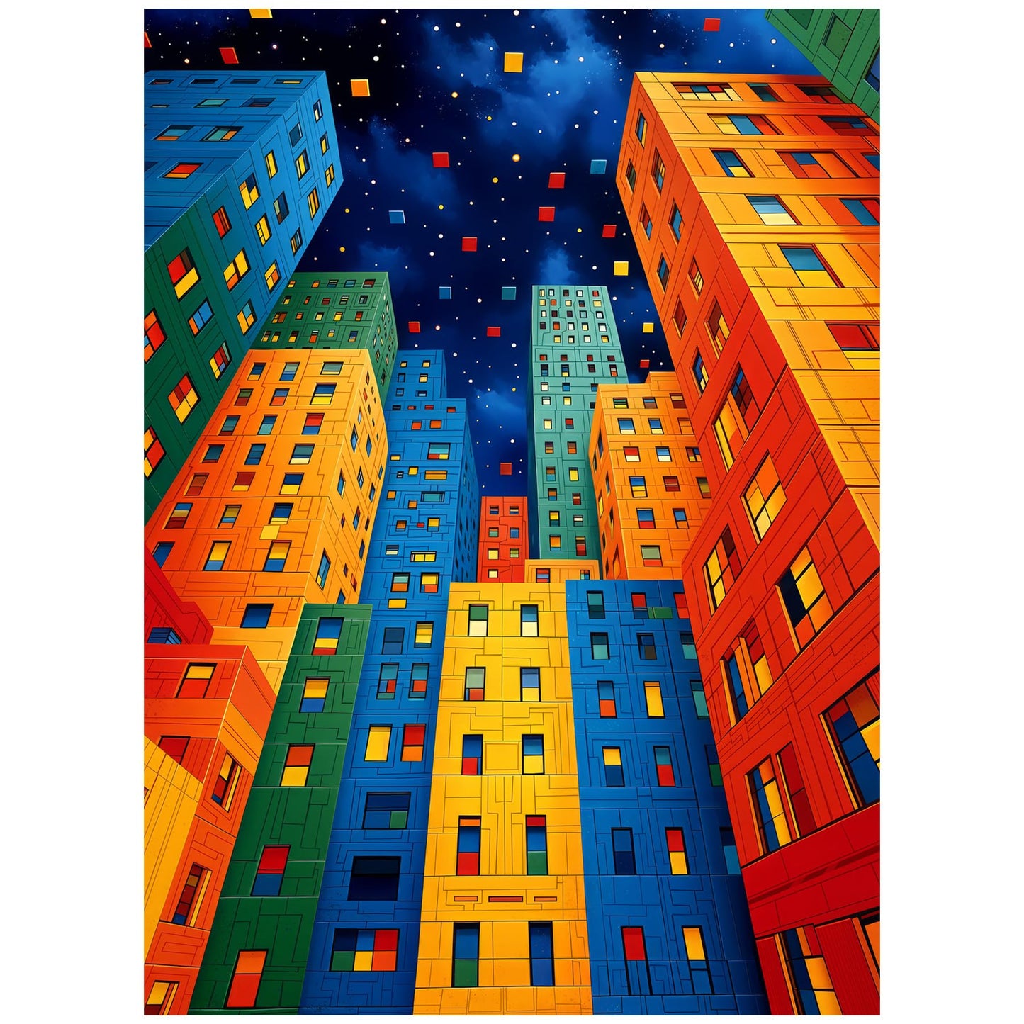 All4Jig Geometric City Fun Jigsaw Puzzles For Adults And Kids, 500 Pieces, 20.47'' X 14.96'', Christmas Secret Santa Gift, White
