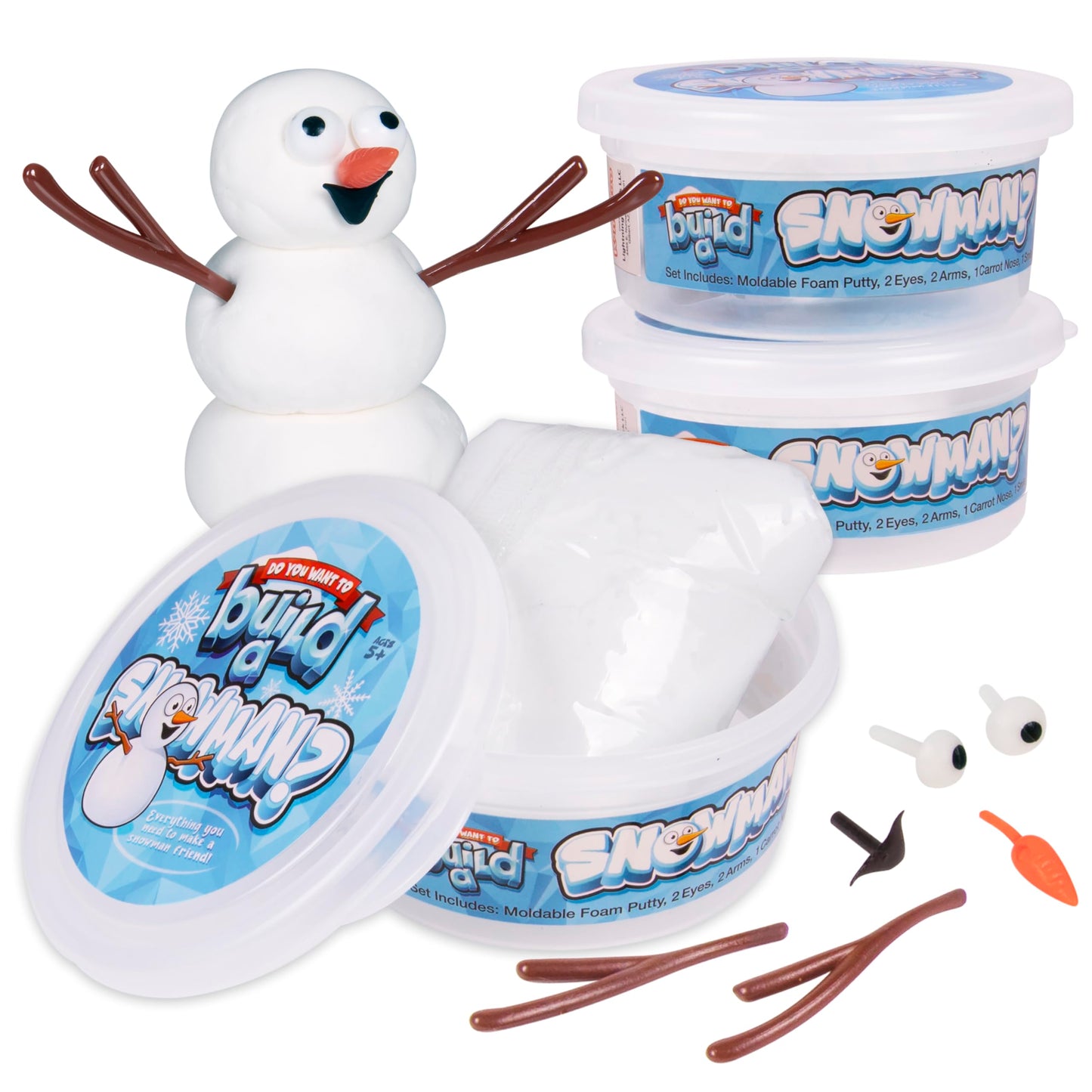 Kangaroo Build A Snowman Kit 3Pk, Do You Want To Build A Snowman, Melting Snowman Putty Kit, Make Snowman Kit, Kids Stocking Stuffers, Toddlers Stocking Stuffers, Snowman Clay Craft Kit, Snowman Craft