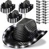 Zhanmai 24 Set LED Cowboy Hat Light Up Glitter Cowboy Hat with Sunglasses Sequin Space Cowgirl Sunglasses for Women Men Costume