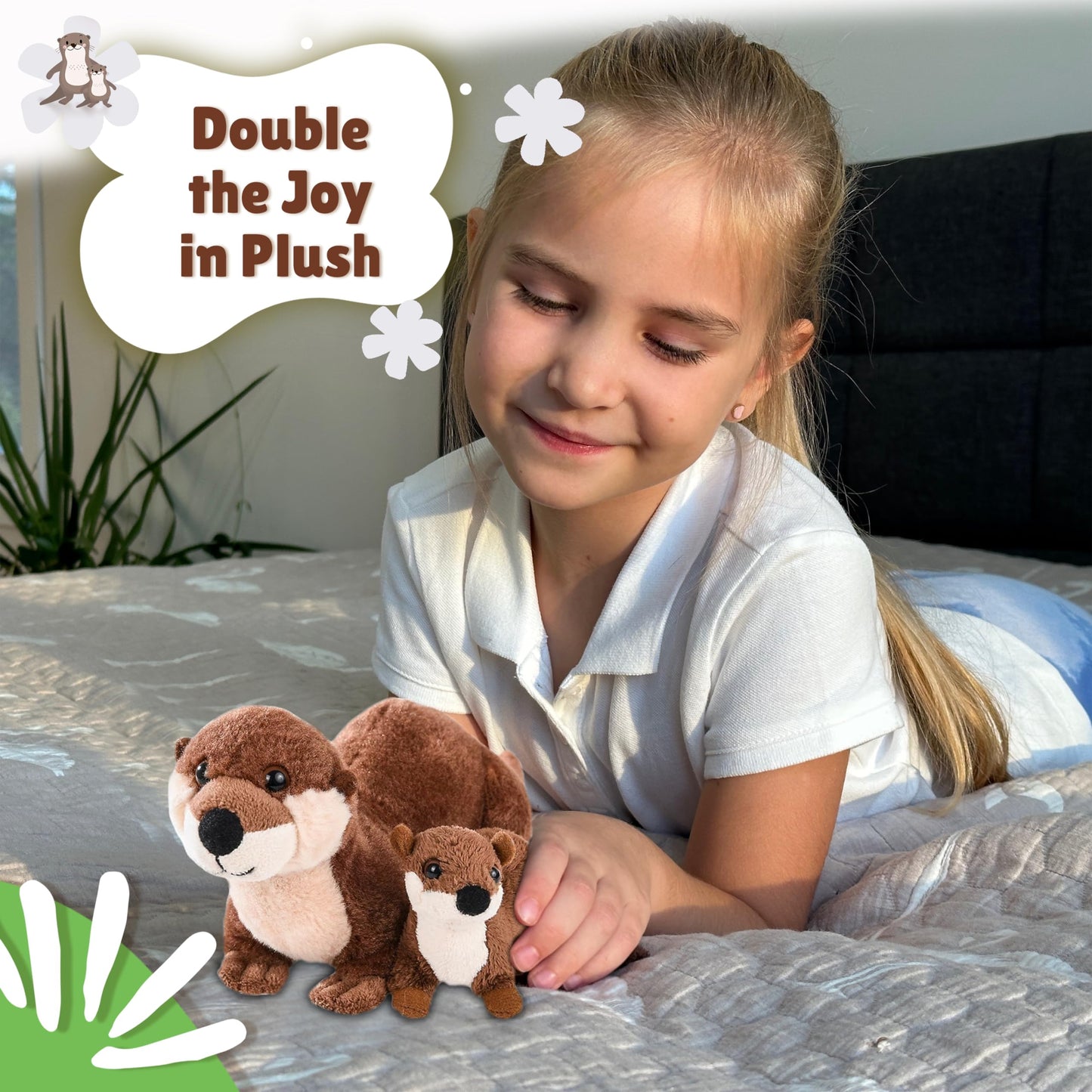 Forest & Twelfth Mom & Baby Mini River Otter, Stuffed Animals For Kids, Baby Shower Decorations, Nursery Decor, River Animals Fo