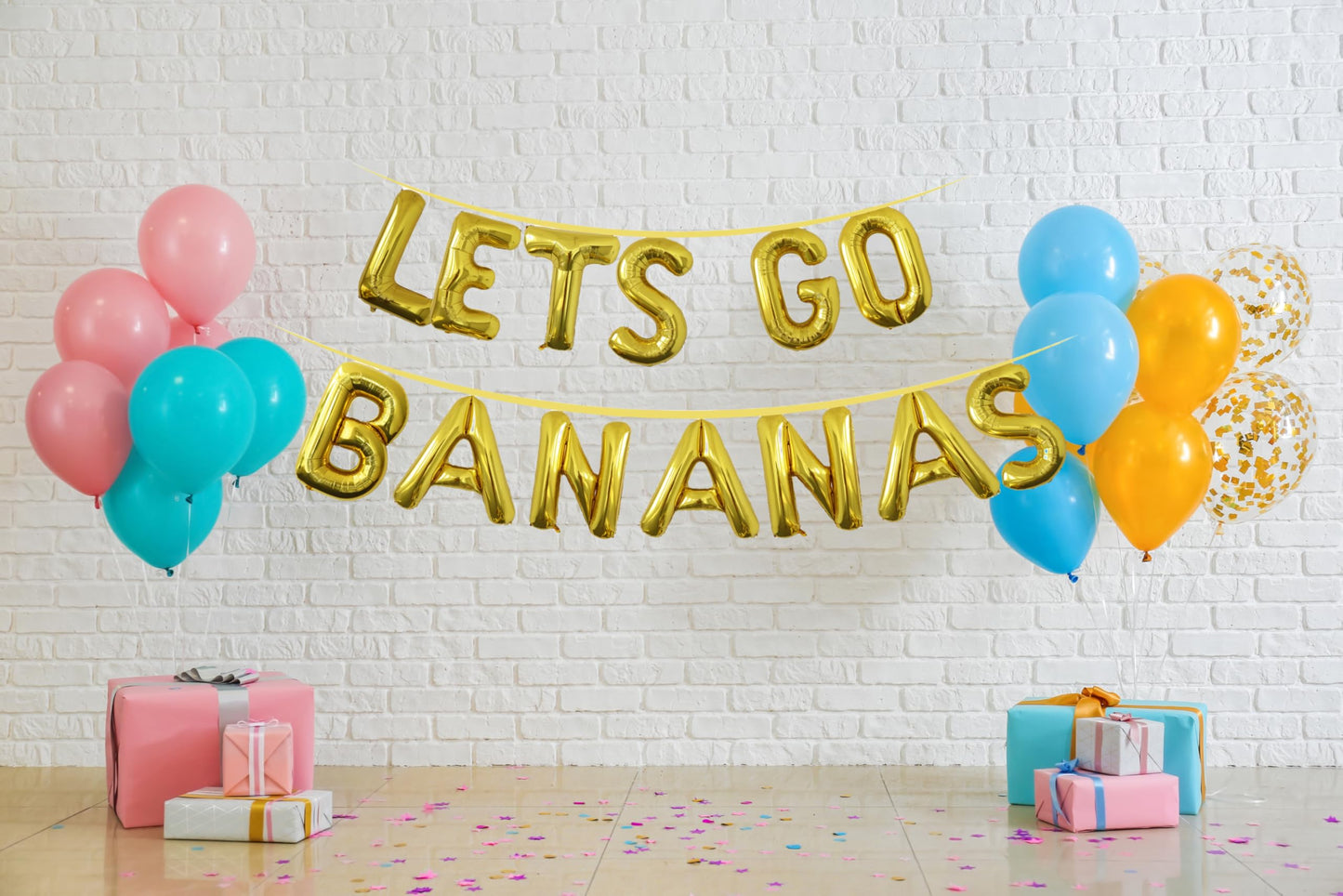 16 Lets GO Bananas Letter Banner Balloons for Tutti Frutti Balloon, Fruit Birthday Party, Twotti Frutti Birthday Decorations, Tu