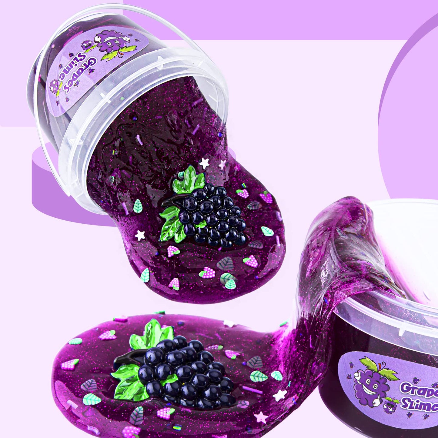 Clear Slime For Kids, Purple Grape Slime Kit For Girls And Boys Age 8-12, Crunchy Slime With Jelly Cubes, Non Stick Slime With 8 Packs Slime Add Ins, Kids Party Favors, Birthday Christmas Easter Gifts
